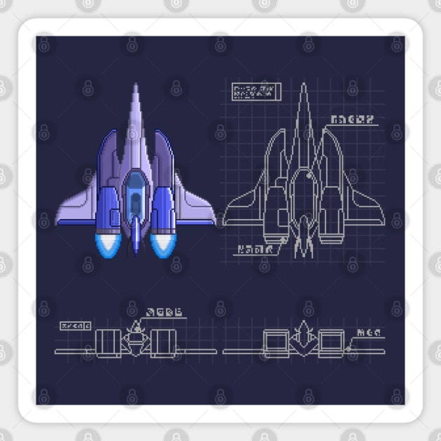 Pixel Art Spaceship Blueprint Magnet by PixelCarvel